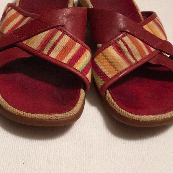 Timberland Red Leather/Canvas Sandals Slides sz 7 - Picture 4 of 8